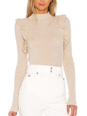 MAJORELLE Annie Gold Sparkle Glitter Mockneck Sweater